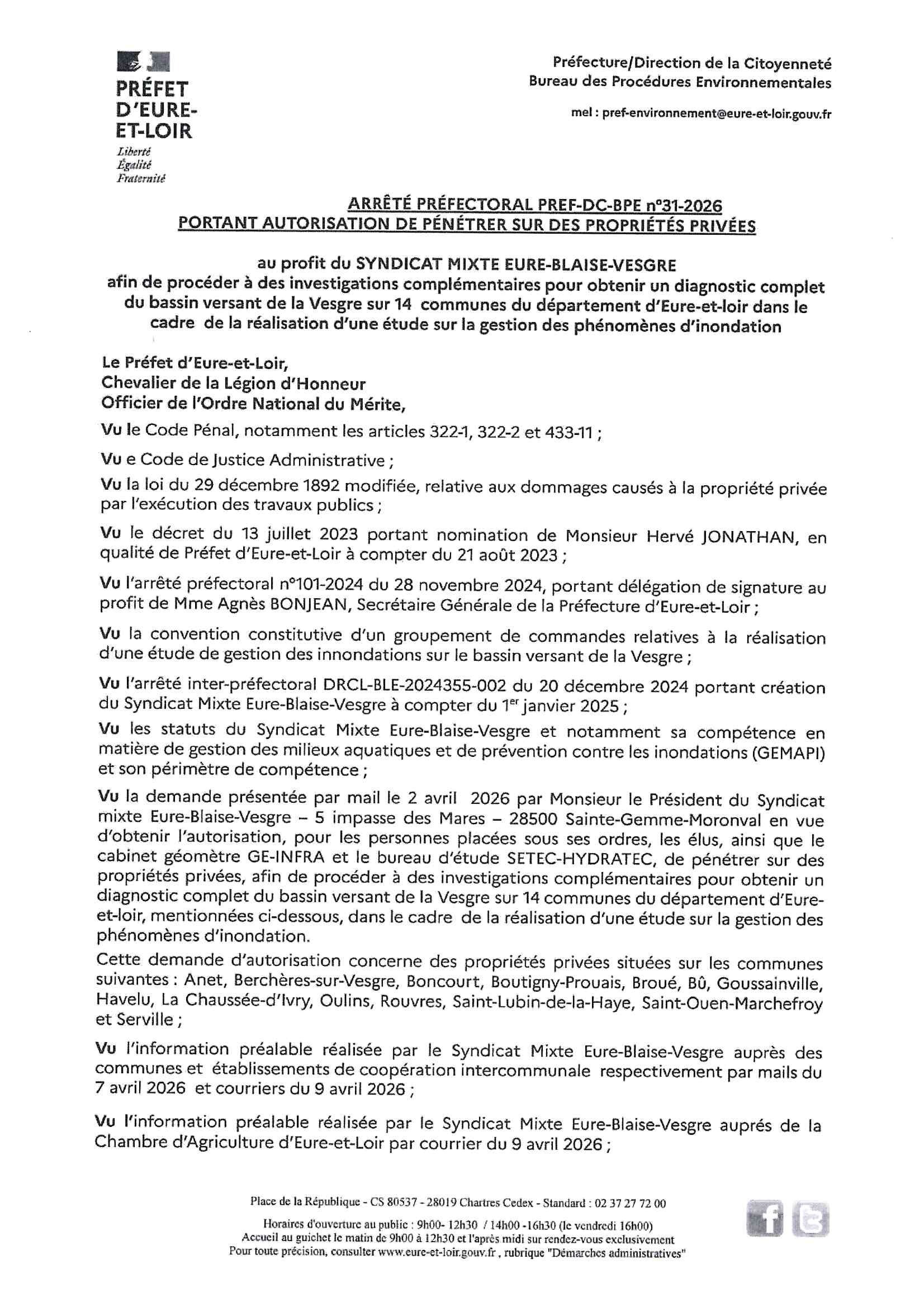 ARRETE AUTORISATION PP 1