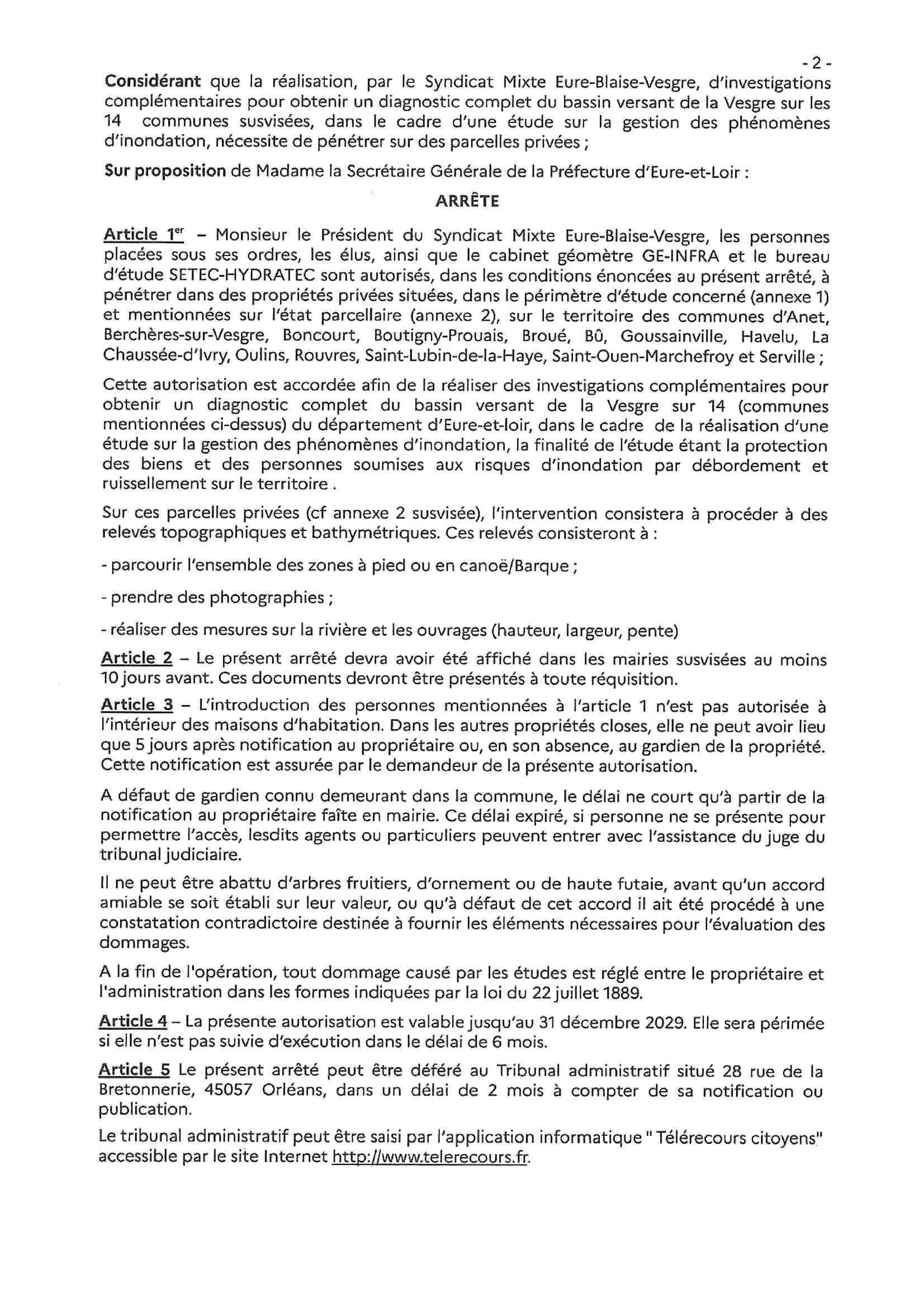 ARRETE AUTORISATION PP 2